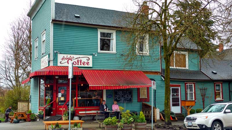 Arbutus Coffee: a long-familiar neighbourhood business anchoring a residential cluster/Naomi Reichstein photo